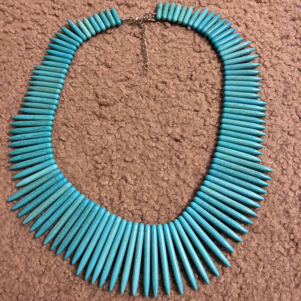 Turquoise spike adjustable length necklace